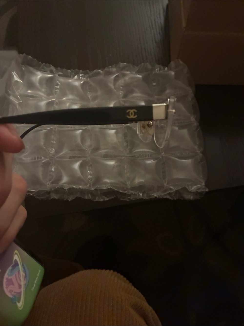CHANEL Black and Gold Rimless Sunglasses Temples with CC Logo